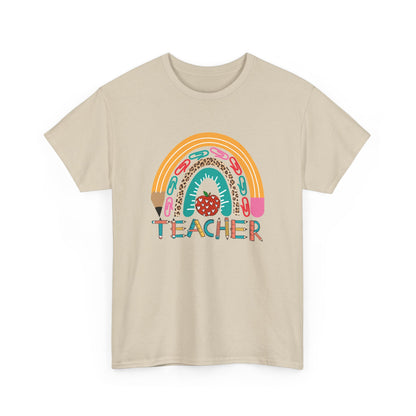 Teacher Rainbow Graphic Tee - Cute School Strawberry Design