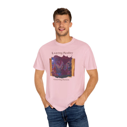 Comfort Colors Book Shirt | Leaving Reality Entering Fiction T-Shirt | Book Lover Graphic Tee | Unisex Reading Gift
