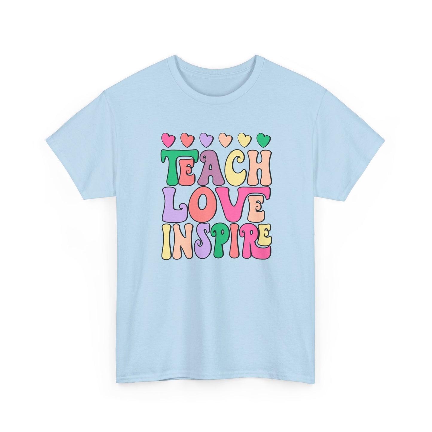 Teach Love Inspire T-Shirt -  Cute Retro Hearts Teacher Gift Tee