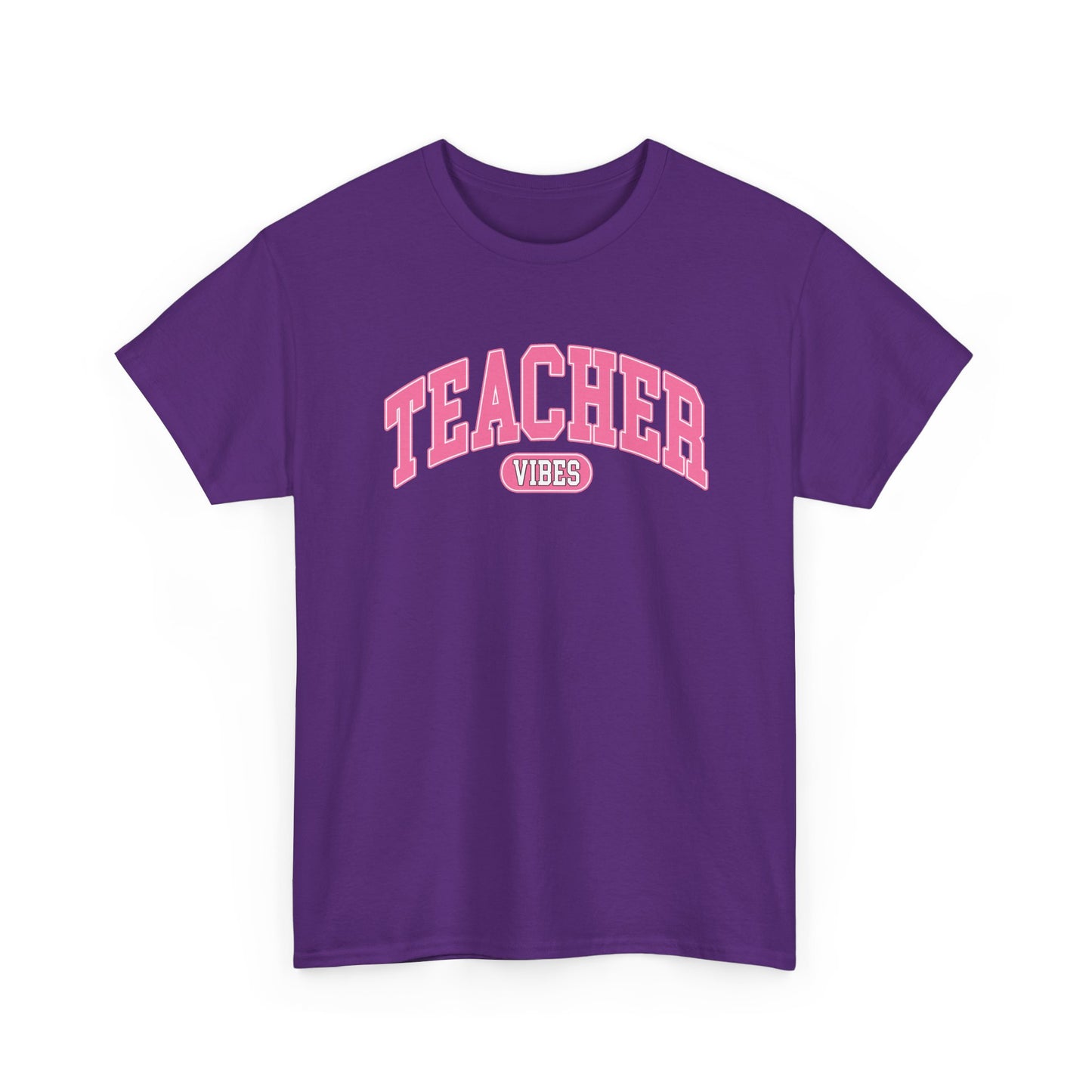 Teacher Vibes T-Shirt -  Pink Retro School Staff Tee