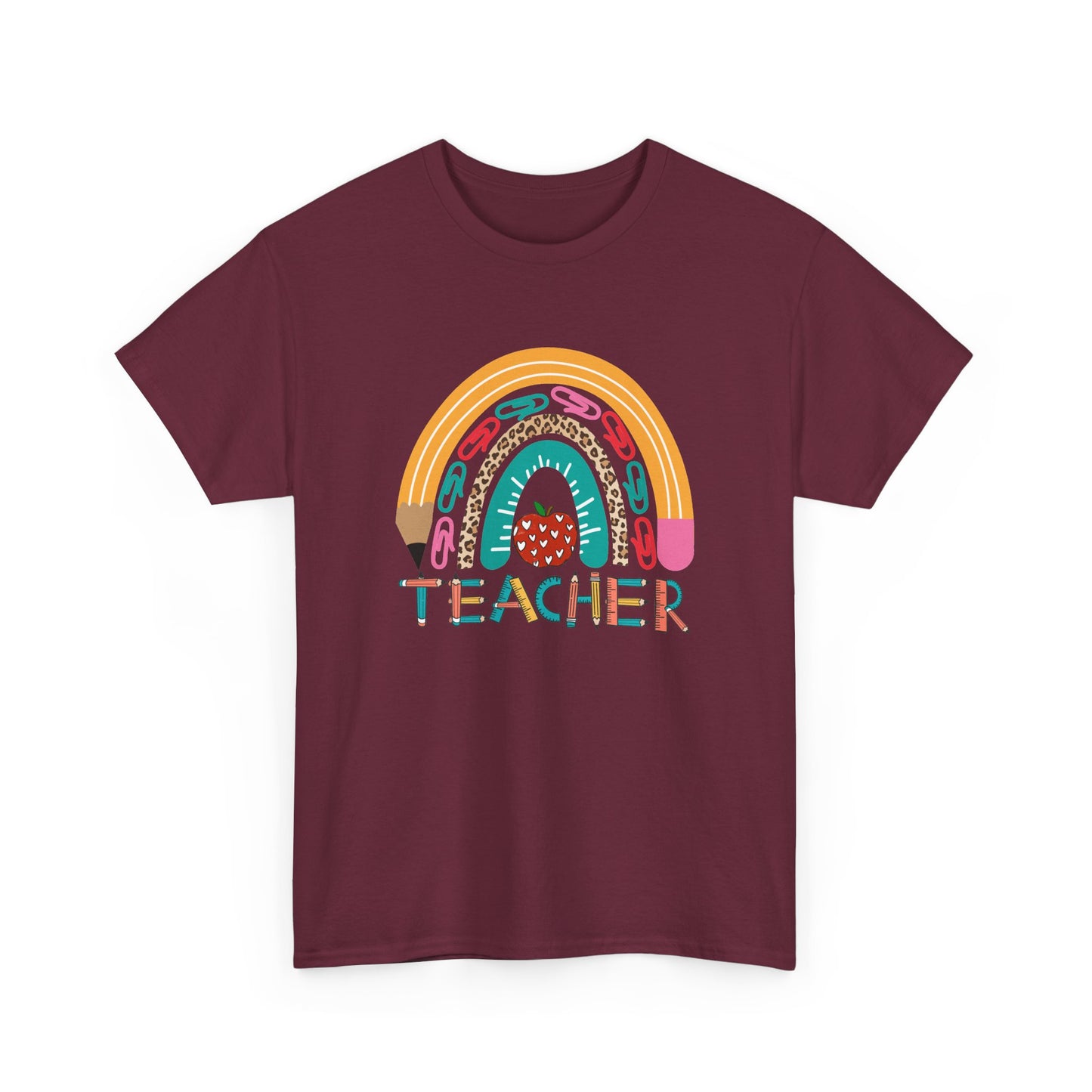 Teacher Rainbow Graphic Tee - Cute School Strawberry Design