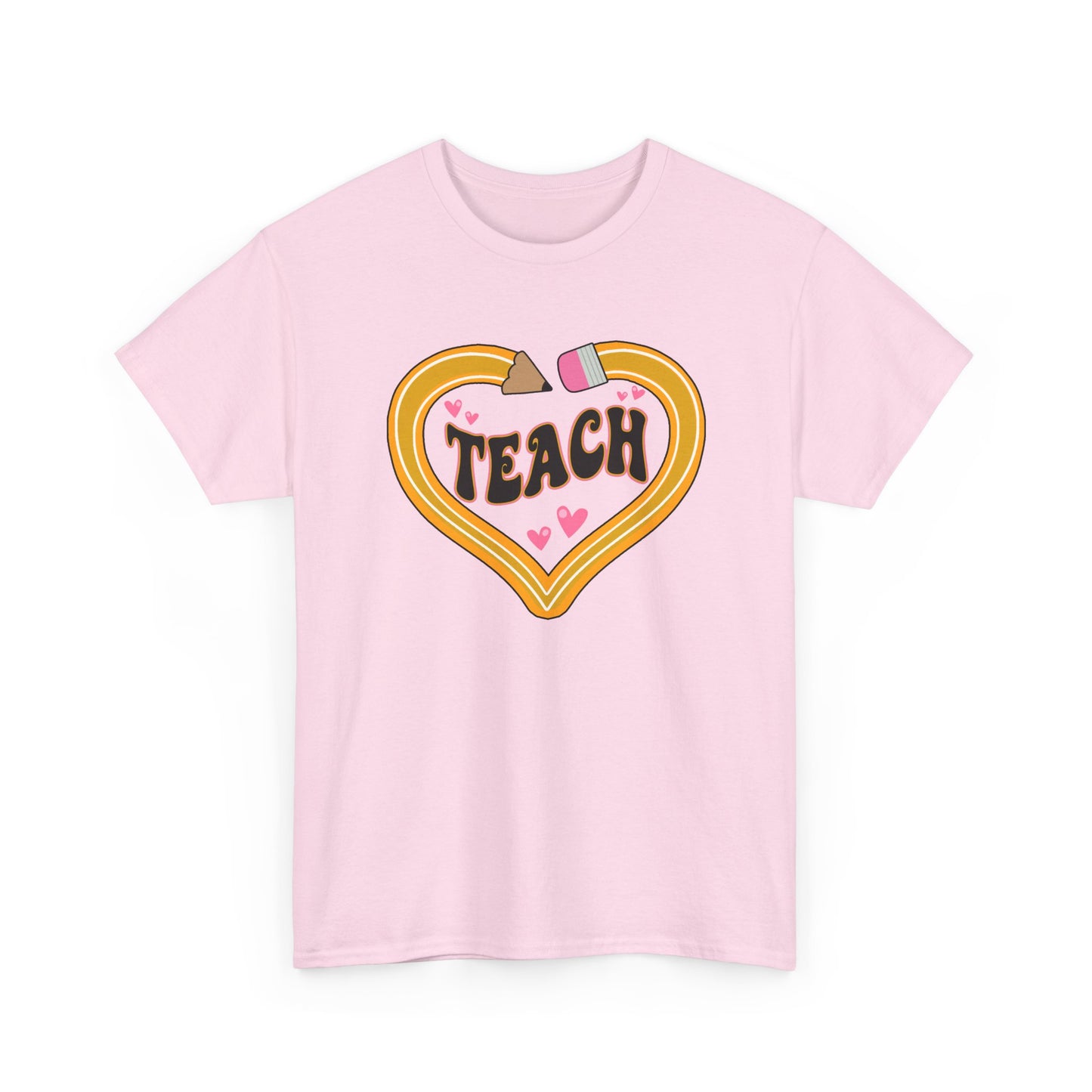 Teach Heart Graphic Tee - Cute Retro Heart Teacher Shirt ("Teach")