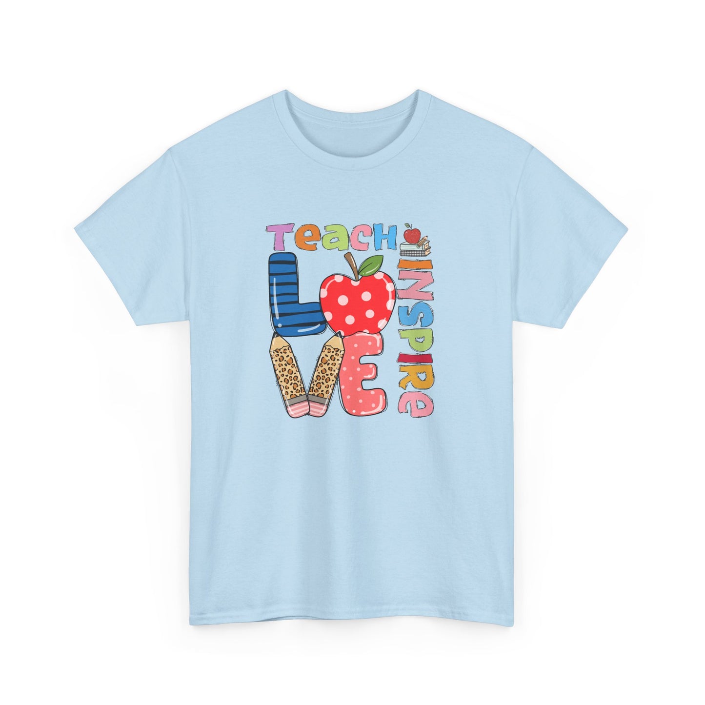 Teacher Love T‑Shirt - Teach Inspire Love Apple Graphic Tee for Educators