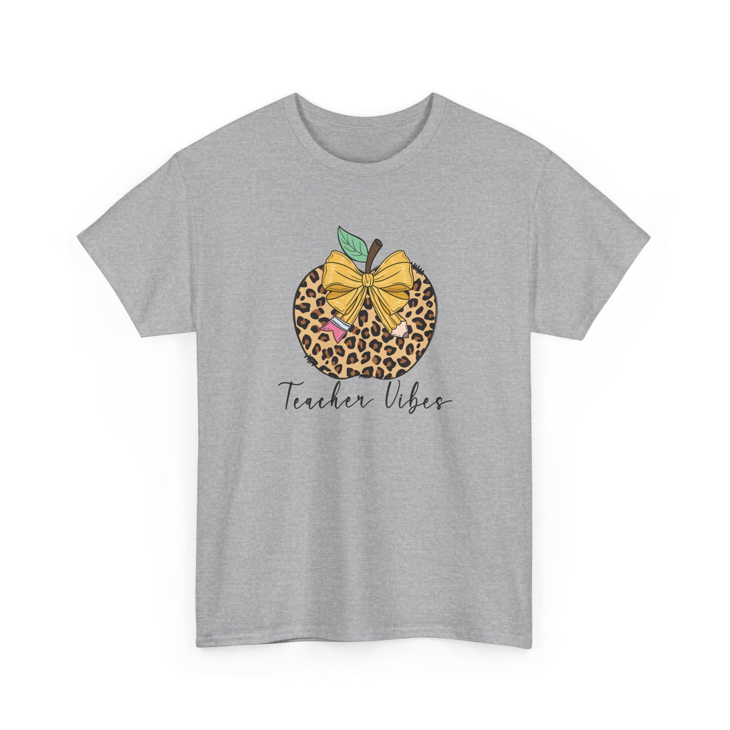 Teacher Vibes Leopard Apple T-Shirt - "Teacher Vibes" Graphic Tee