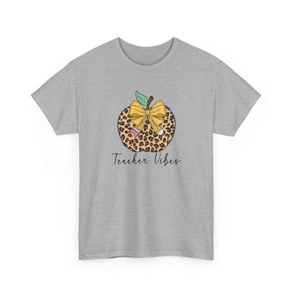 Teacher Vibes Leopard Apple T-Shirt - "Teacher Vibes" Graphic Tee