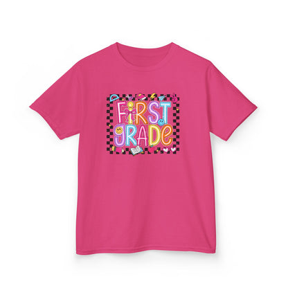 Girls - First Grade Kids T‑Shirt - Colorful Back-to-School Tee