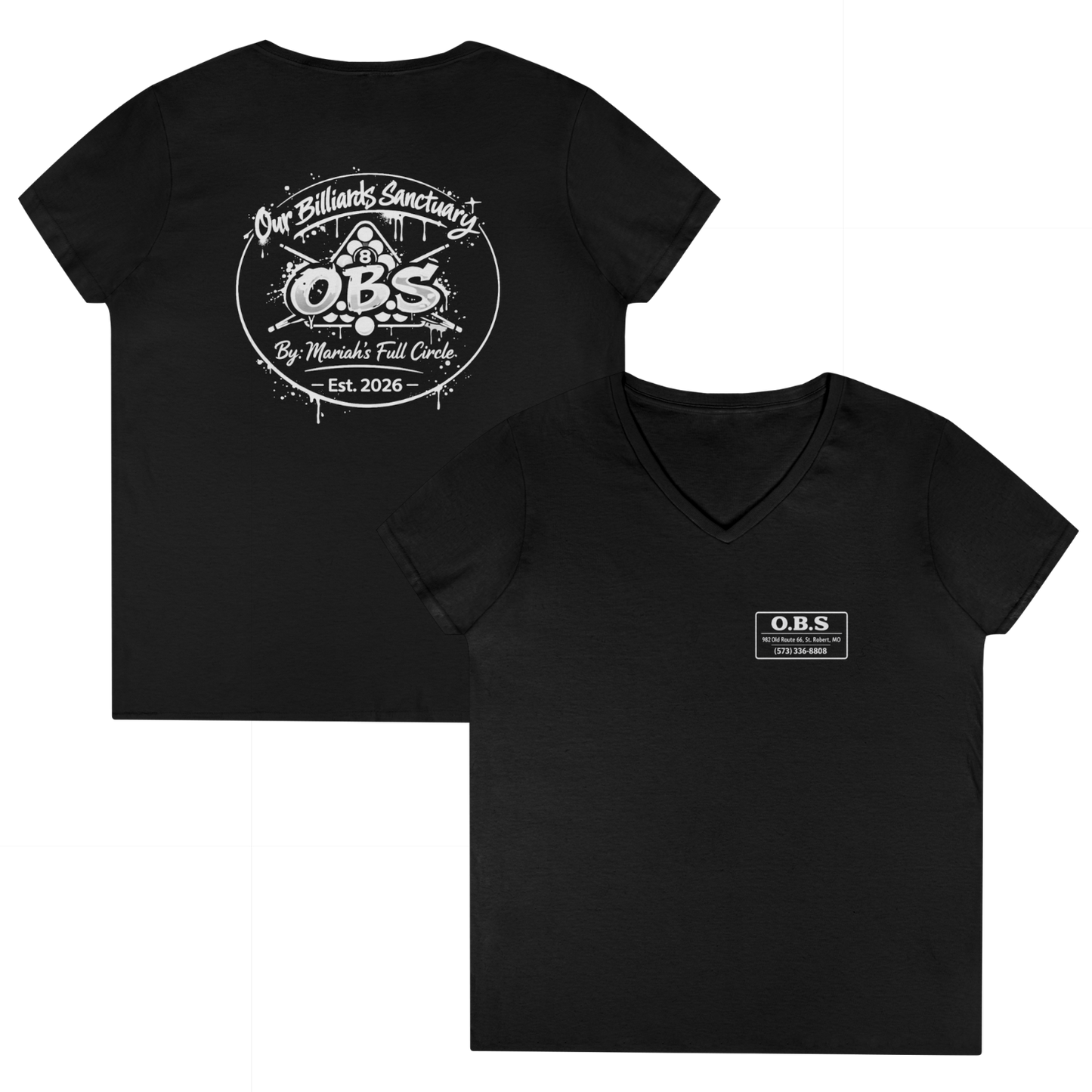 Ladies' V-Neck T-Shirt - Mariahs Full Circle Black & white