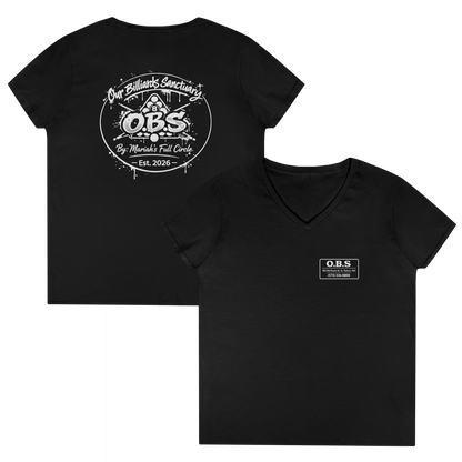 Ladies' V-Neck T-Shirt - Mariahs Full Circle Black & white