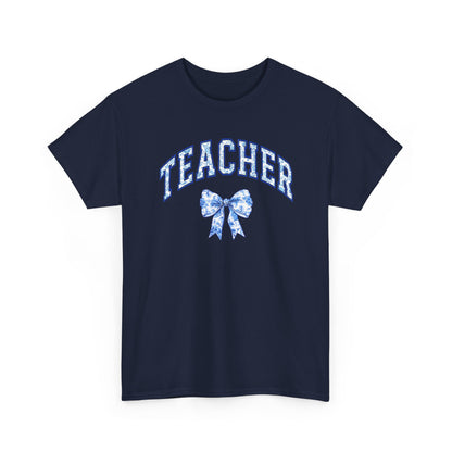 Teacher Tee with Blue Floral Bow