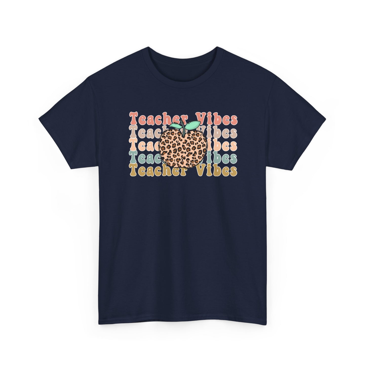 Teacher Vibes Leopard Apple Tee