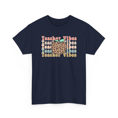 Teacher Vibes Leopard Apple Tee
