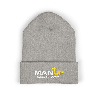 Embroidered Cuffed Beanie - Man Up God's Way