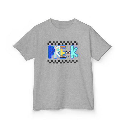Youth Tee - "Pre School" Colorful Checkerboard Back-to-School Shirt