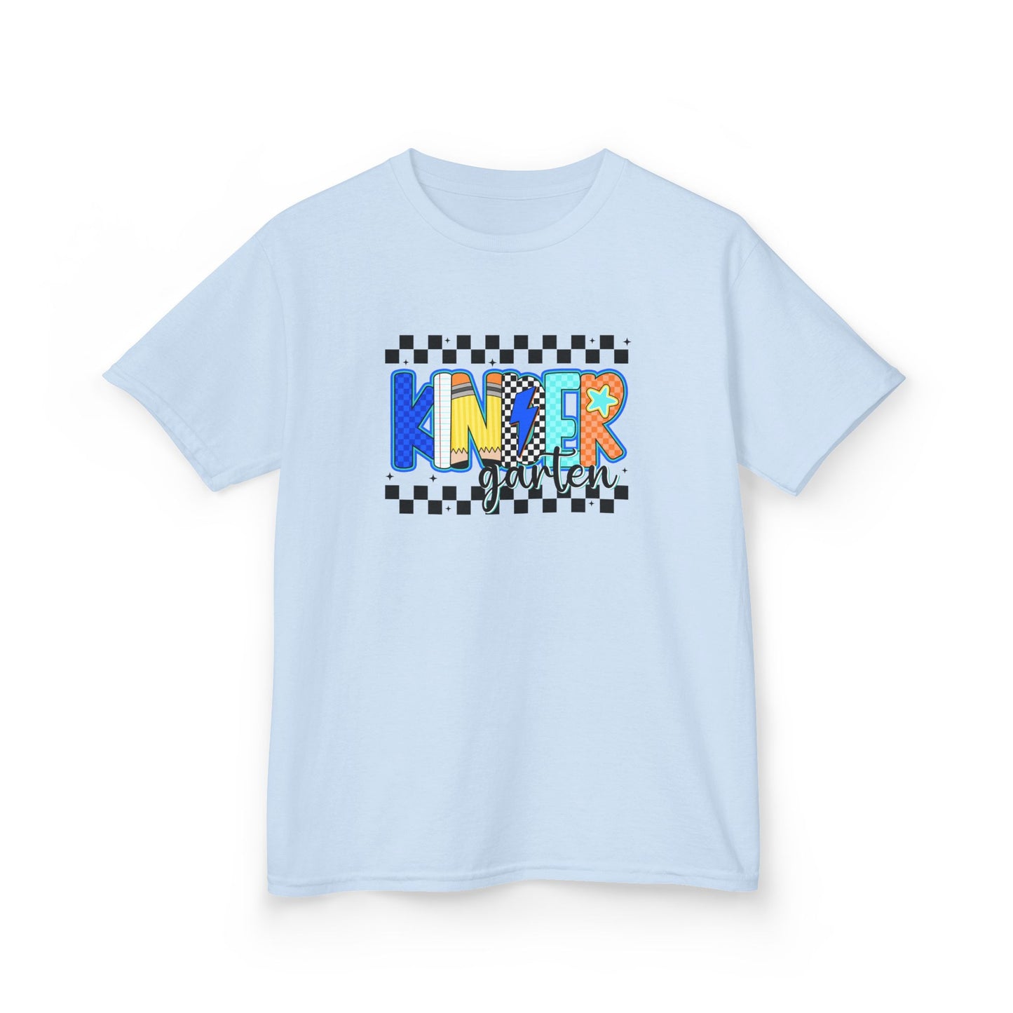 Youth Tee - "KinderGarden Grade" Colorful Checkerboard Back-to-School Shirt