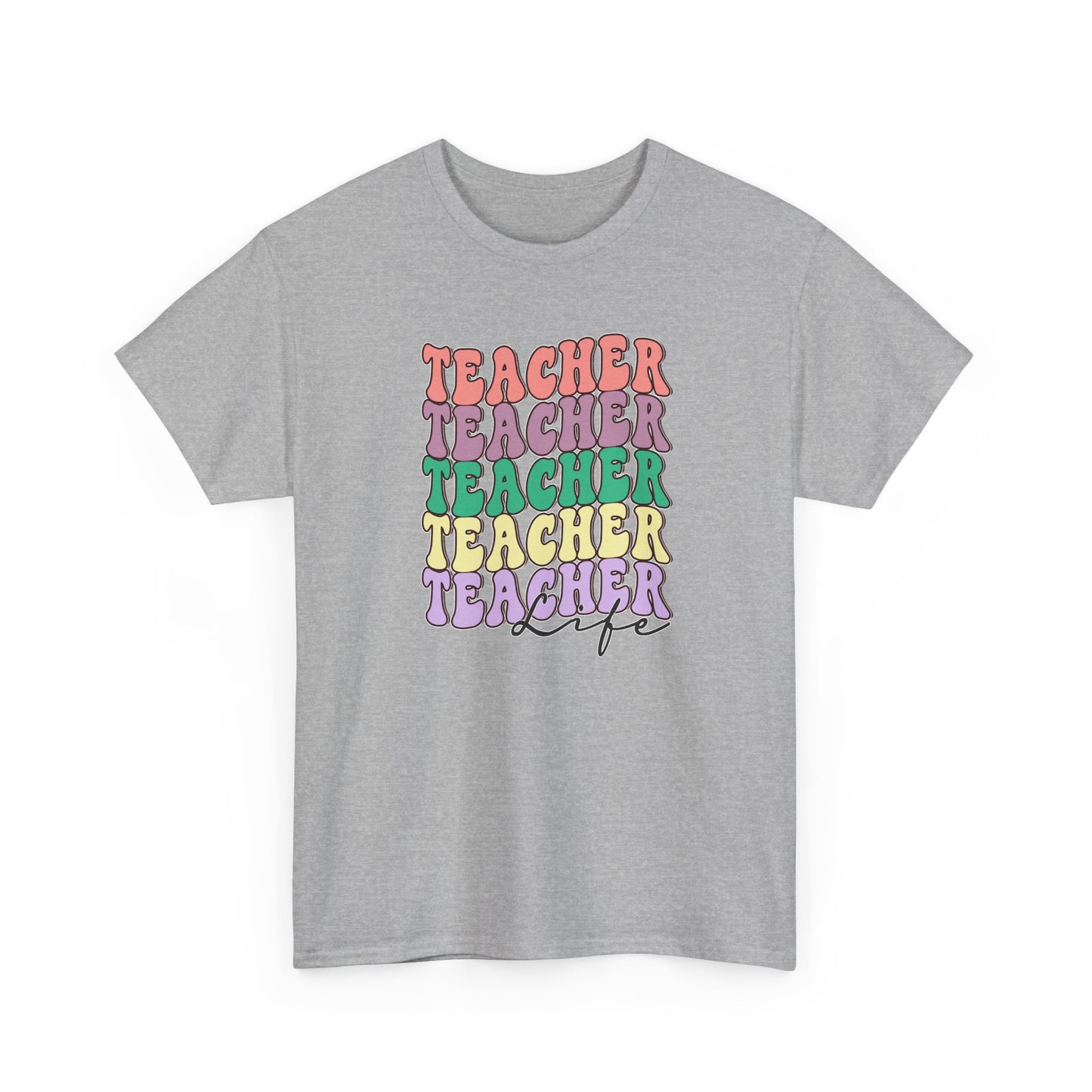 Teacher Stack Graphic Tee - Colorful Retro Teacher Shirt