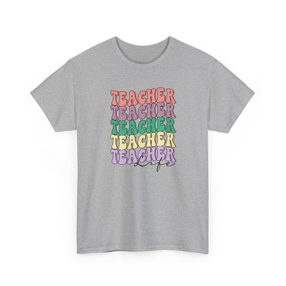 Teacher Stack Graphic Tee - Colorful Retro Teacher Shirt