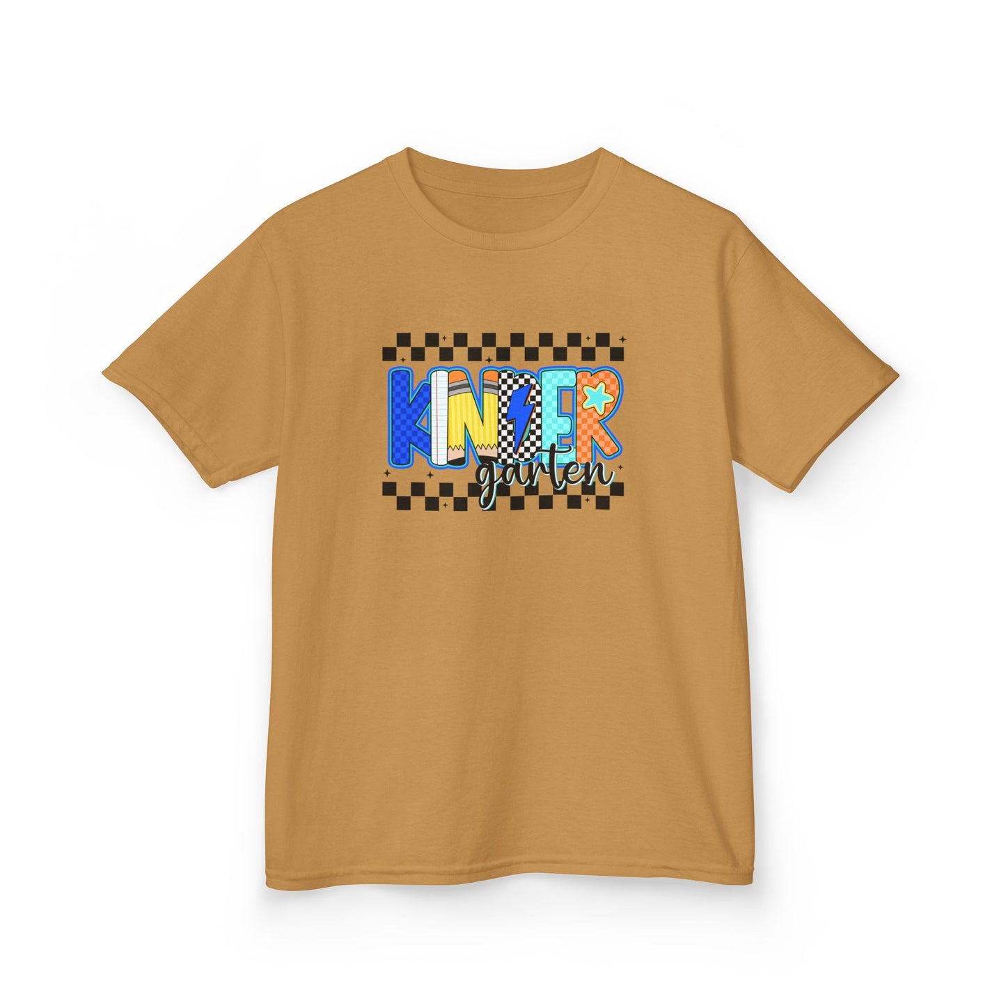 Youth Tee - "KinderGarden Grade" Colorful Checkerboard Back-to-School Shirt