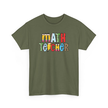 Math Teacher Colorblock T-Shirt- Fun School Staff Gift