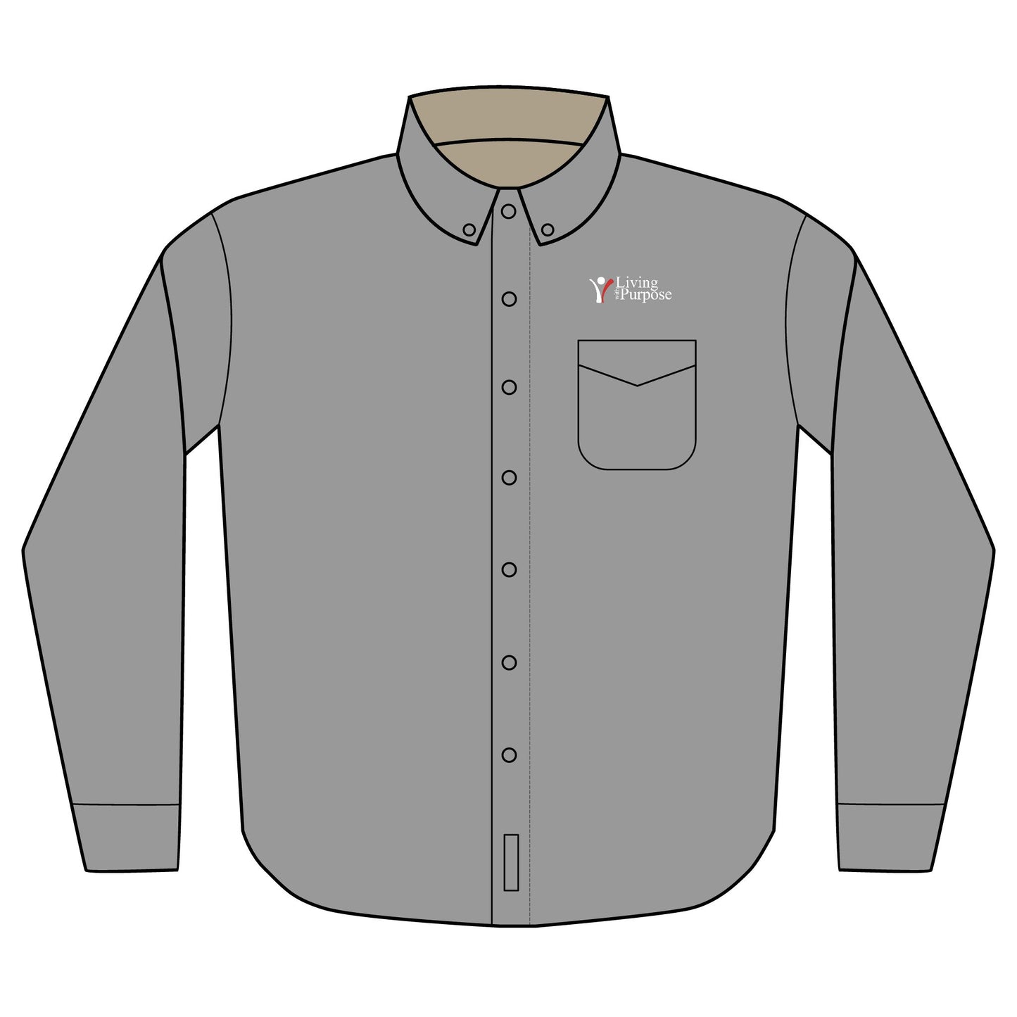 Adult - Embroidered Long Sleeve Button-Up Shirt - Living with Purpose