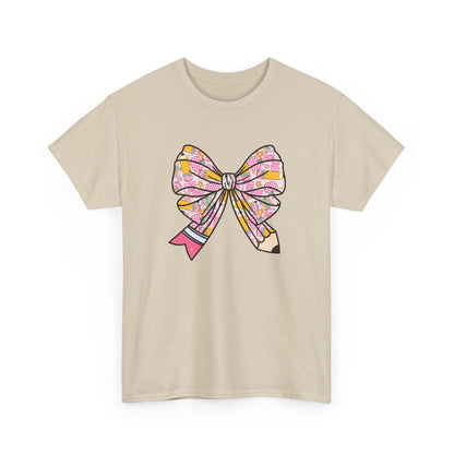 Pencil Bow T-Shirt - Cute Pink Ribbon Graphic Tee