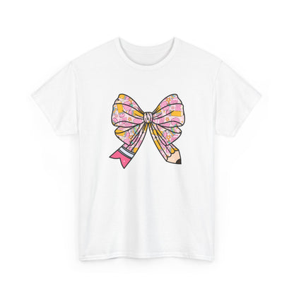 Pencil Bow T-Shirt - Cute Pink Ribbon Graphic Tee