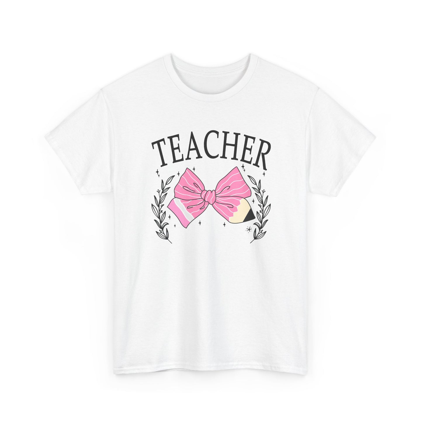 Teacher Pink Bow T-Shirt - Cute Floral School Gift for Educators