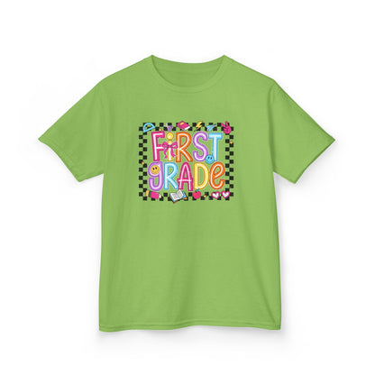 Girls - First Grade Kids T‑Shirt - Colorful Back-to-School Tee