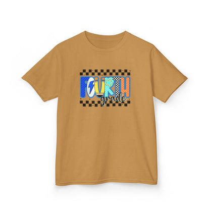 Youth Tee - "Forth Grade" Colorful Checkerboard Back-to-School Shirt