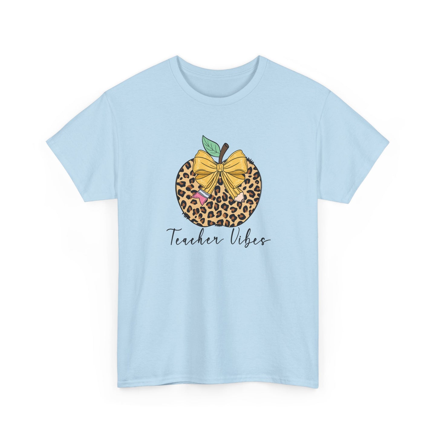 Teacher Vibes Leopard Apple T-Shirt - "Teacher Vibes" Graphic Tee