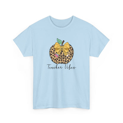 Teacher Vibes Leopard Apple T-Shirt - "Teacher Vibes" Graphic Tee