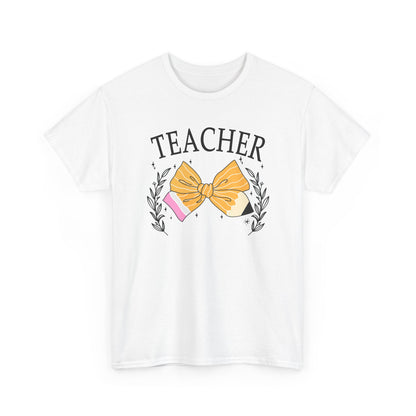 Teacher Bow T-Shirt - Cute Pencil & Laurel Graphic Gift for Teachers