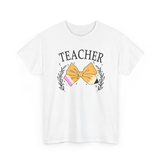 Teacher Bow T-Shirt - Cute Pencil & Laurel Graphic Gift for Teachers