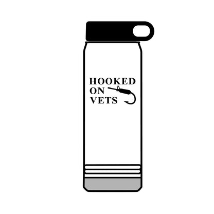 32oz Water Bottle — "Hooked on Vets" Fishing Hook Design