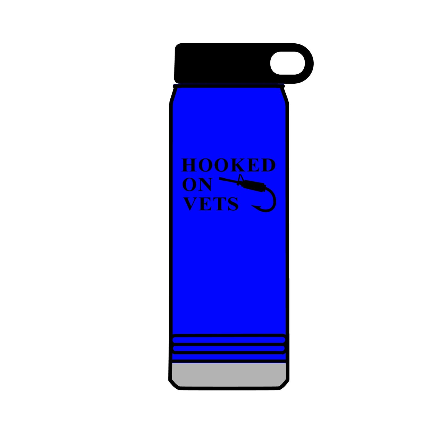 32oz Water Bottle — "Hooked on Vets" Fishing Hook Design