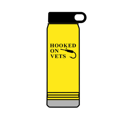 32oz Water Bottle — "Hooked on Vets" Fishing Hook Design