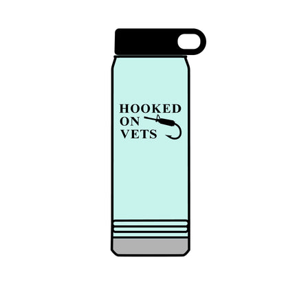 32oz Water Bottle — "Hooked on Vets" Fishing Hook Design