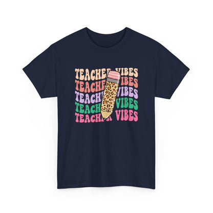 Teacher Vibes T‑Shirt - Cute Leopard Pencil Graphic Tee for Teachers