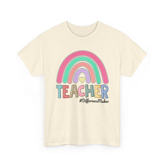 Teacher Rainbow T‑Shirt - "Teacher #DifferenceMaker"