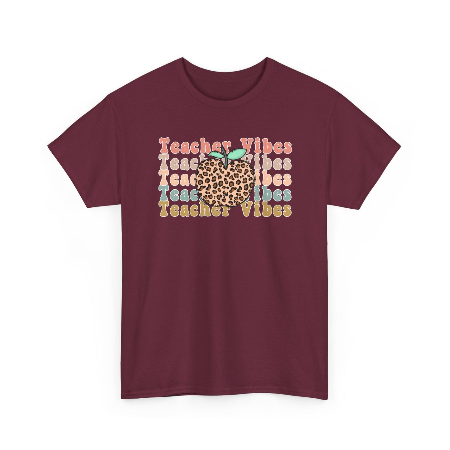 Teacher Vibes Leopard Apple Tee