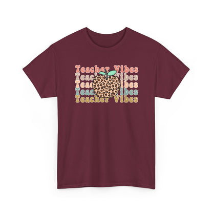 Teacher Vibes Leopard Apple Tee