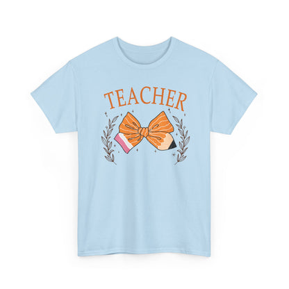 Teacher Bow and Flower Shirt | Gildan Teacher T-Shirt | Cute Fall Teacher Graphic Tee | Teacher Appreciation Gift