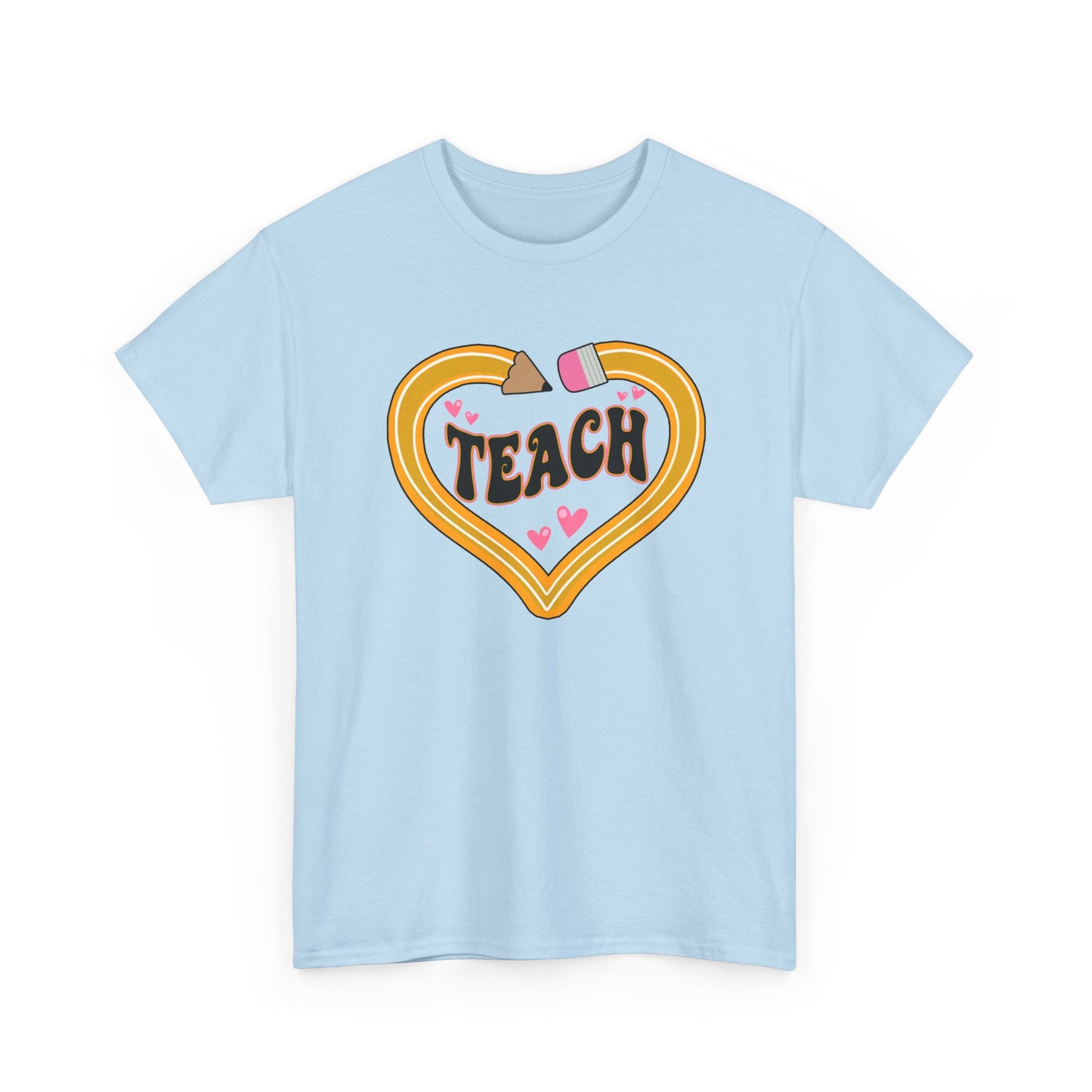 Teach Heart Graphic Tee - Cute Retro Heart Teacher Shirt ("Teach")