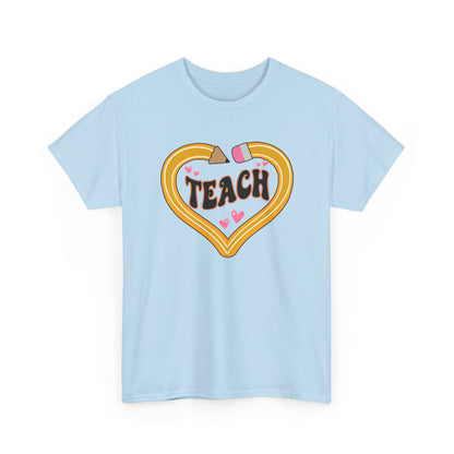 Teach Heart Graphic Tee - Cute Retro Heart Teacher Shirt ("Teach")