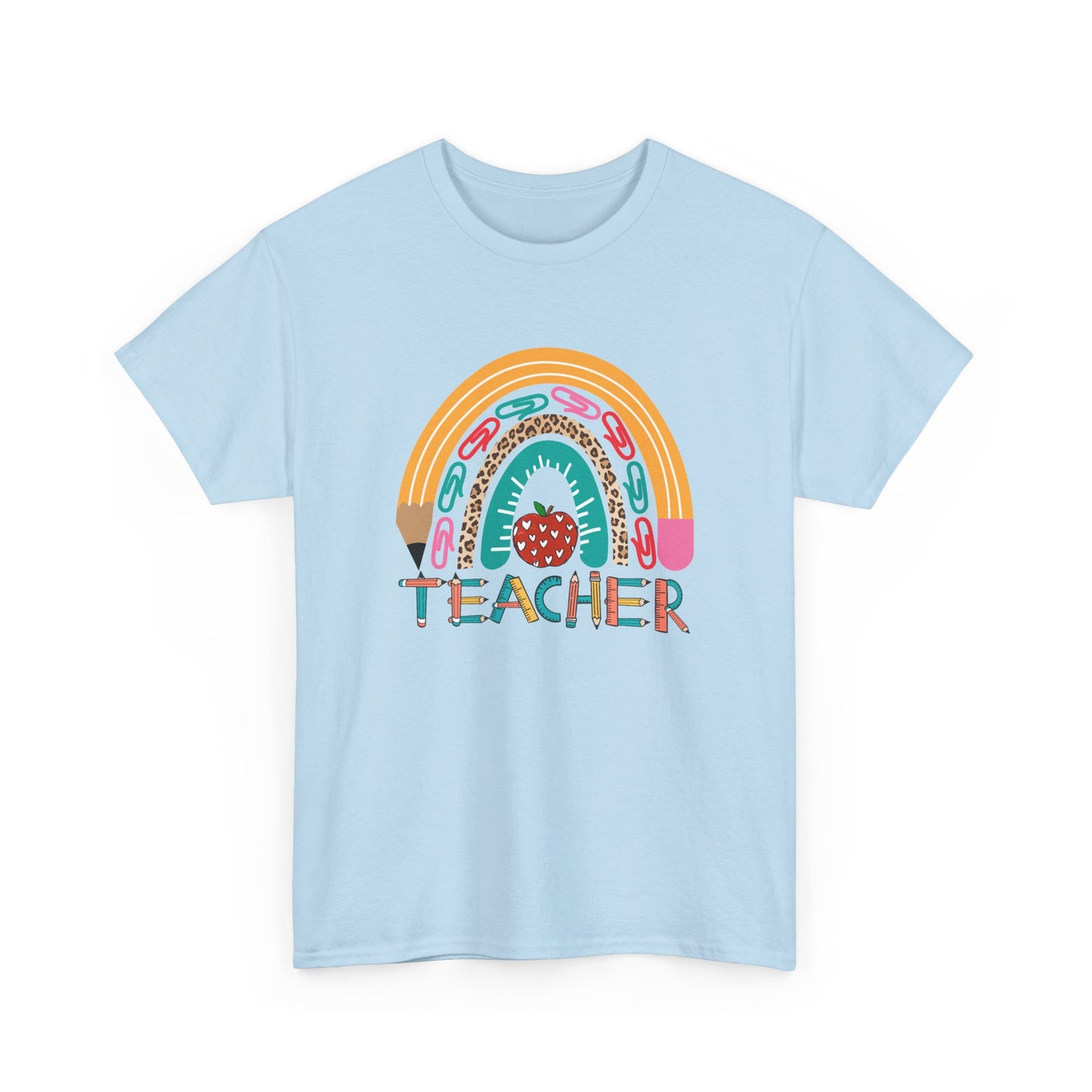 Teacher Rainbow Graphic Tee - Cute School Strawberry Design