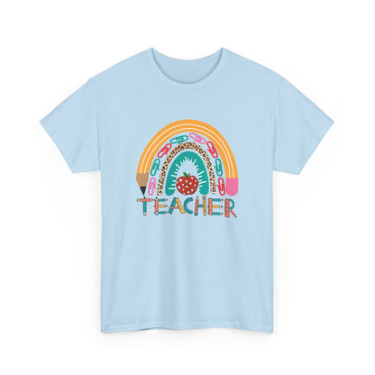 Teacher Rainbow Graphic Tee - Cute School Strawberry Design