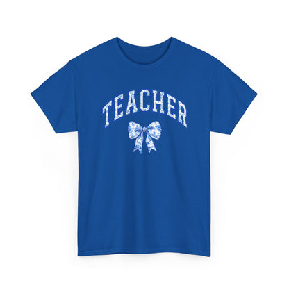 Teacher Tee with Blue Floral Bow