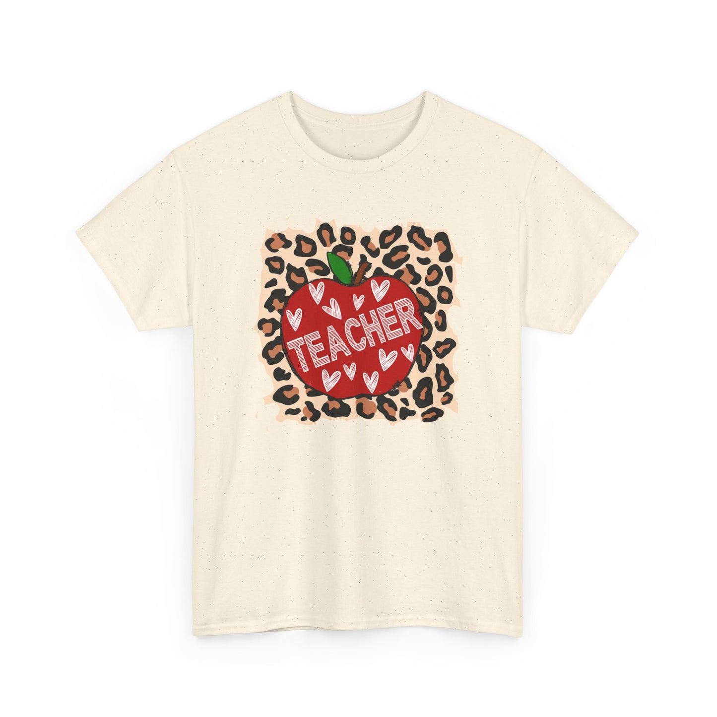 Teacher Apple Leopard Print T‑Shirt  - Cute Back‑to‑School Gift