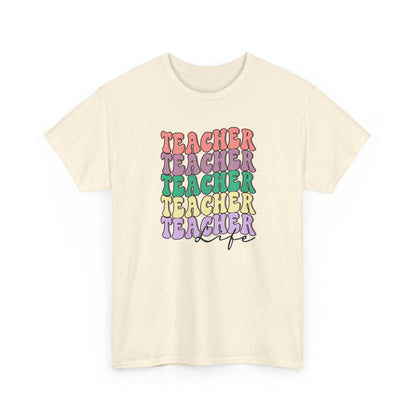 Teacher Stack Graphic Tee - Colorful Retro Teacher Shirt