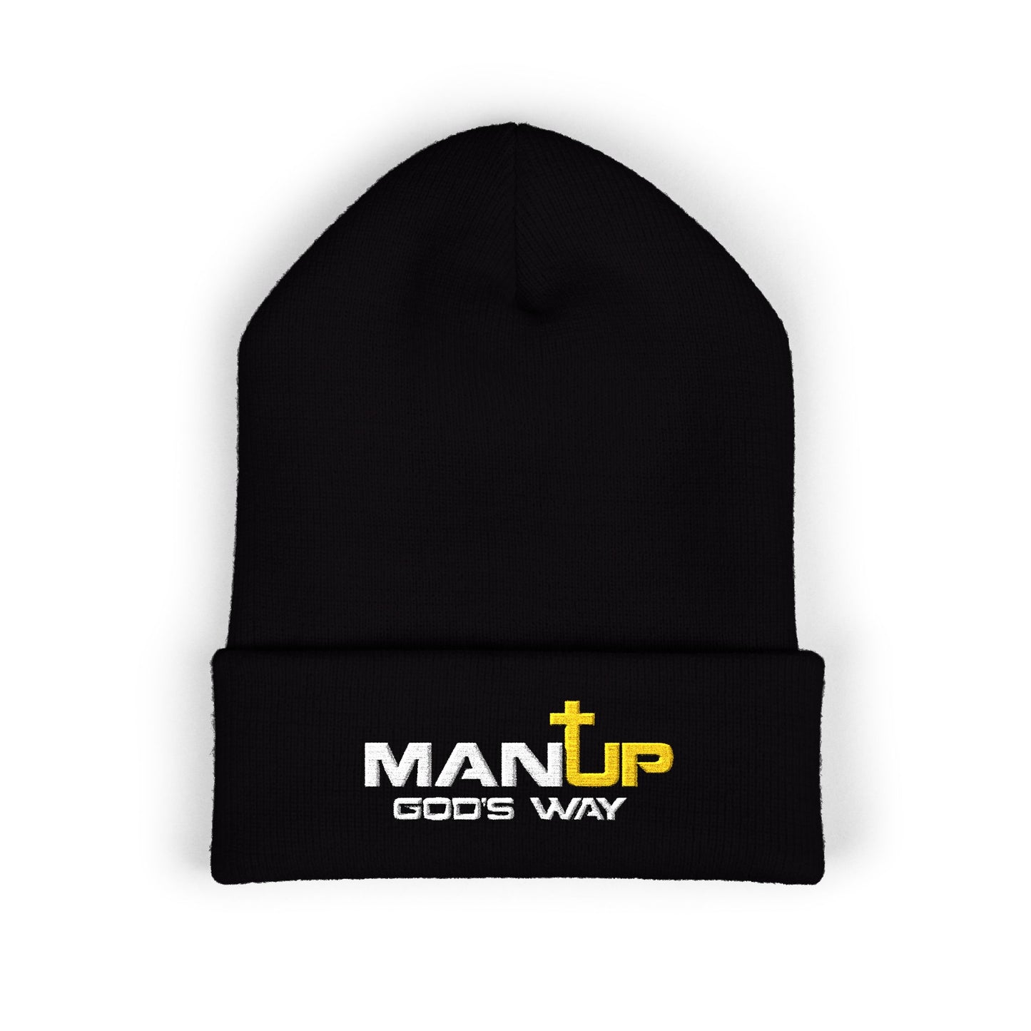 Embroidered Cuffed Beanie - Man Up God's Way