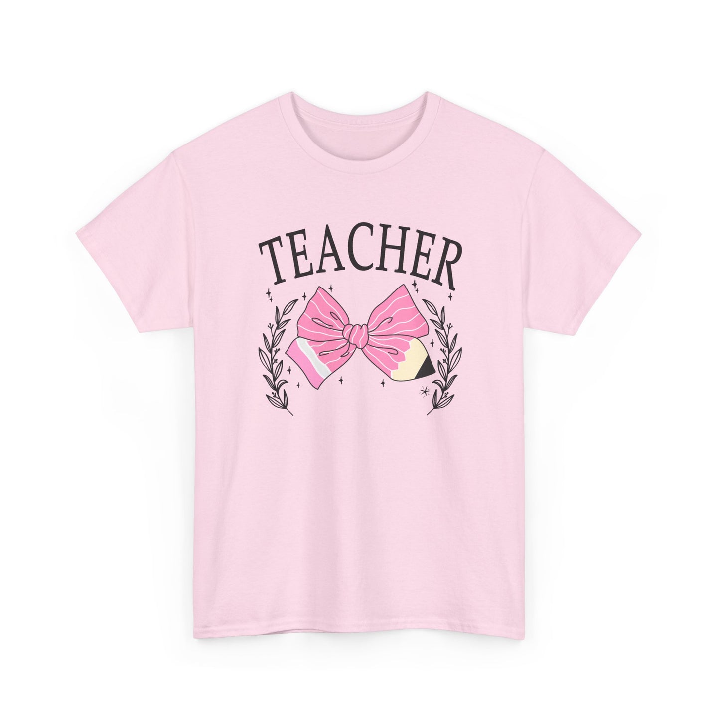 Teacher Pink Bow T-Shirt - Cute Floral School Gift for Educators
